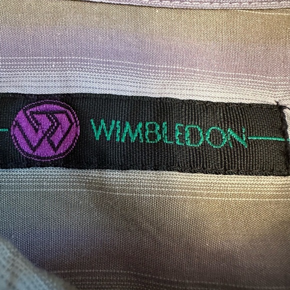 Wimbledon Men's Oxford Button Down Long Sleeve Shirt Size L Green Purple Ivory - Picture 4 of 8